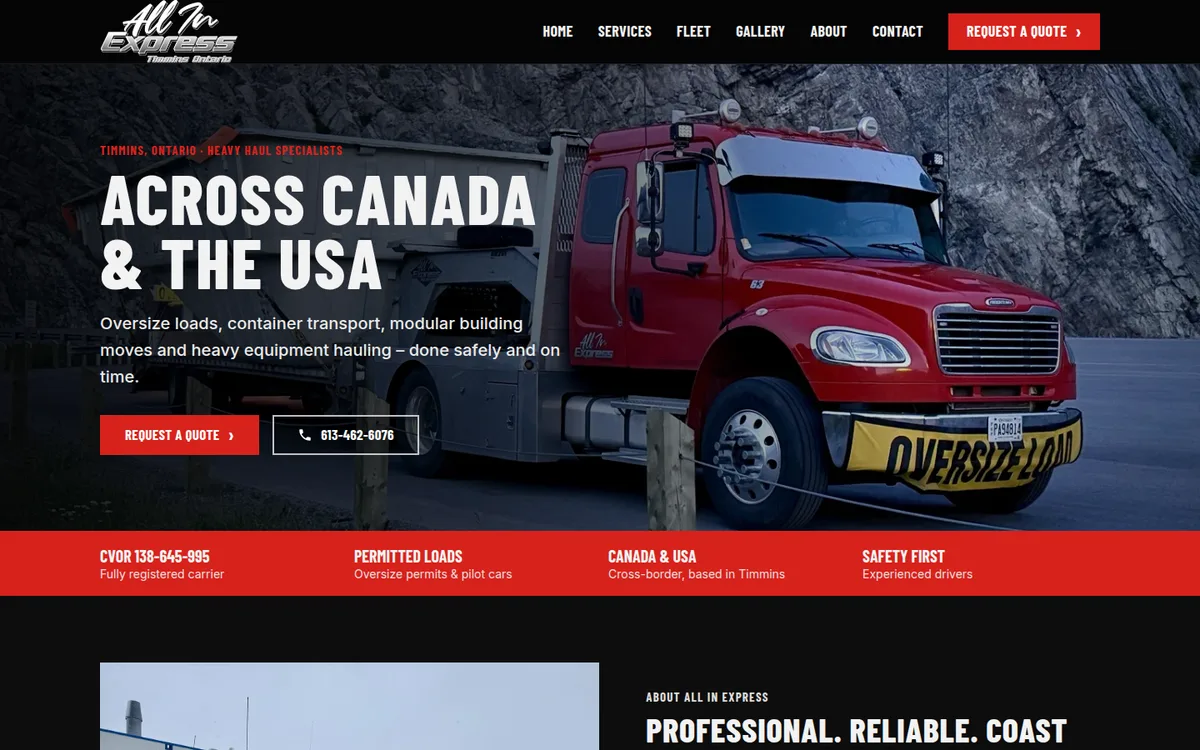 All In Express Inc. website